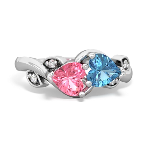 pink sapphire-blue topaz floral keepsake ring