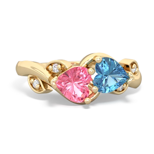 pink sapphire-blue topaz floral keepsake ring