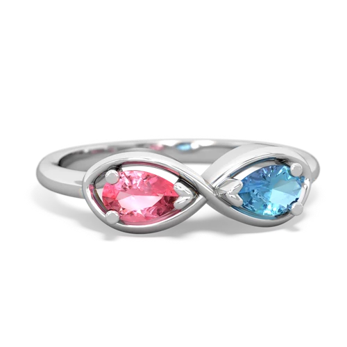 Lab Pink Sapphire Lab Created Pink Sapphire with Genuine Swiss Blue Topaz Infinity ring Ring