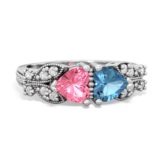 pink sapphire-blue topaz keepsake butterfly ring