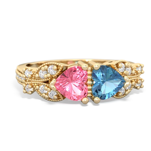 pink sapphire-blue topaz keepsake butterfly ring