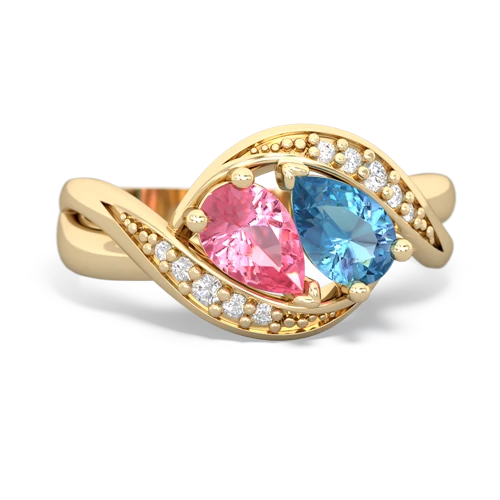 Lab Pink Sapphire Lab Created Pink Sapphire with Genuine Swiss Blue Topaz Summer Winds ring Ring
