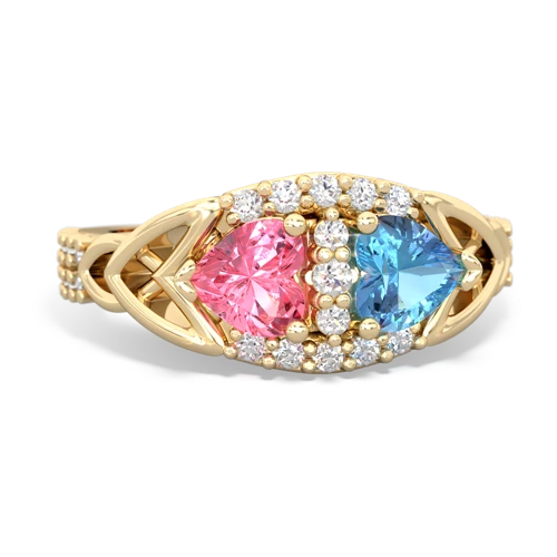 Lab Pink Sapphire Lab Created Pink Sapphire with Genuine Swiss Blue Topaz Celtic Knot Engagement ring Ring
