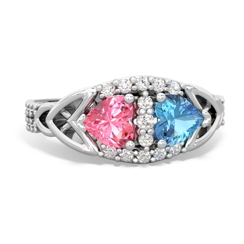 pink sapphire-blue topaz keepsake engagement ring