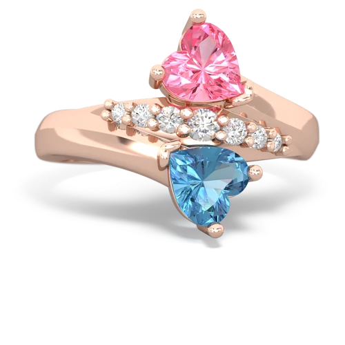 pink sapphire-blue topaz modern ring