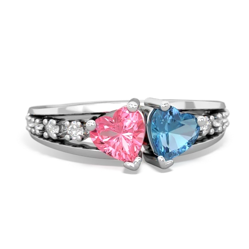 pink sapphire-blue topaz modern ring
