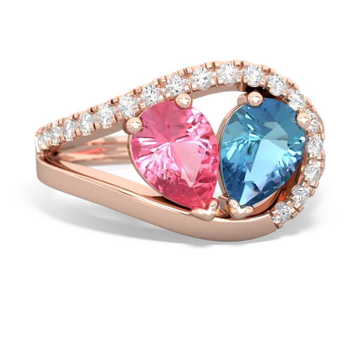 pink sapphire-blue topaz pave heart ring