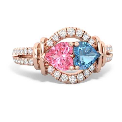 pink sapphire-blue topaz pave keepsake ring