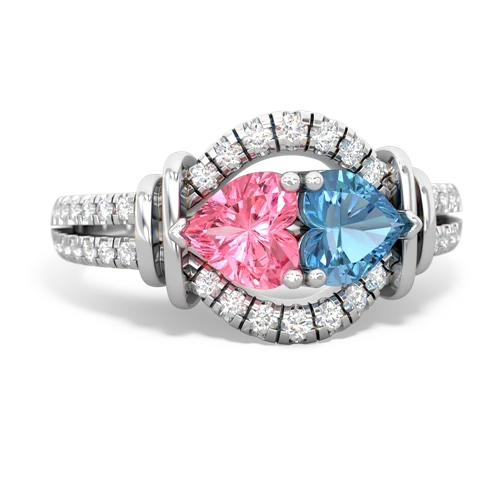 pink sapphire-blue topaz pave keepsake ring