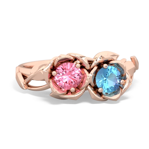 Lab Pink Sapphire Lab Created Pink Sapphire with Genuine Swiss Blue Topaz Rose Garden ring Ring
