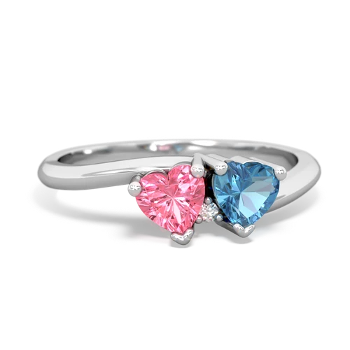 Lab Pink Sapphire Lab Created Pink Sapphire with Genuine Swiss Blue Topaz Sweetheart's Promise ring Ring