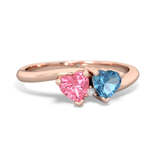 pink sapphire-blue topaz sweethearts promise ring