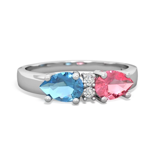 Lab Pink Sapphire Lab Created Pink Sapphire with Genuine Swiss Blue Topaz Pear Bowtie ring Ring