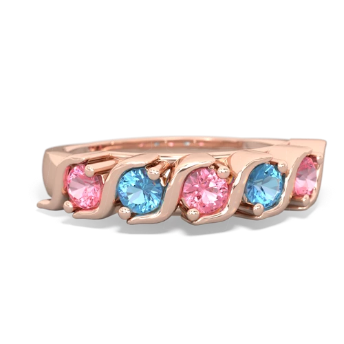 pink sapphire-blue topaz timeless ring