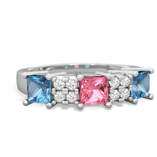 pink sapphire-blue topaz timeless ring