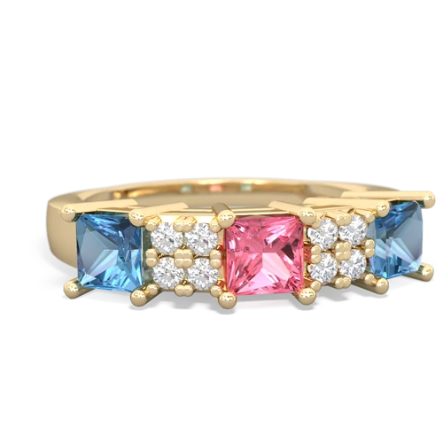 pink sapphire-blue topaz timeless ring