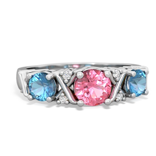Lab Pink Sapphire Lab Created Pink Sapphire with Genuine Swiss Blue Topaz and  Hugs and Kisses ring Ring