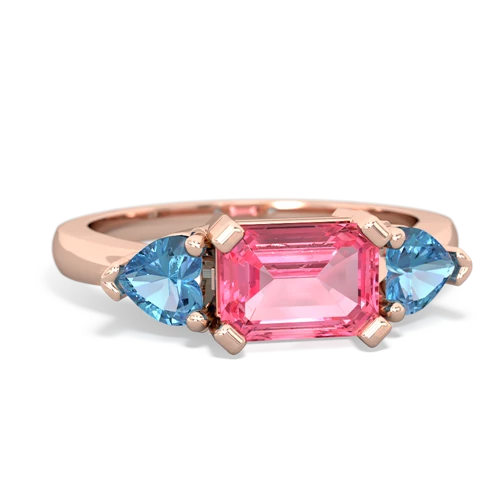 Lab Pink Sapphire Lab Created Pink Sapphire with Genuine Swiss Blue Topaz and  Three Stone ring Ring