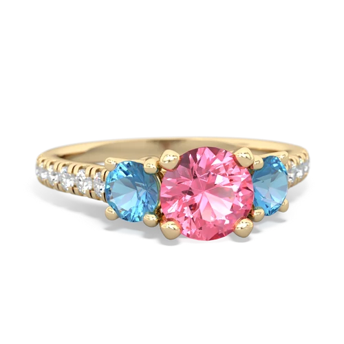 Lab Pink Sapphire Lab Created Pink Sapphire with Genuine Swiss Blue Topaz and  Pave Trellis ring Ring