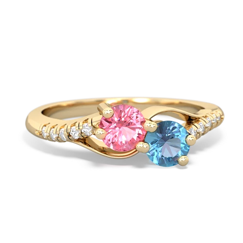 Lab Pink Sapphire Lab Created Pink Sapphire with Genuine Swiss Blue Topaz Two Stone Infinity ring Ring
