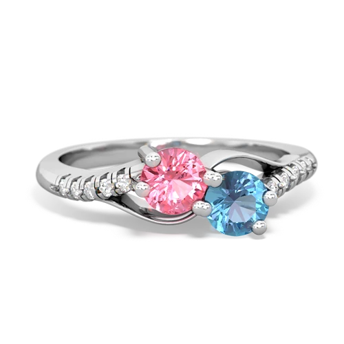 pink sapphire-blue topaz two stone infinity ring