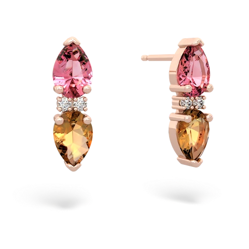 pink sapphire-citrine bowtie earrings