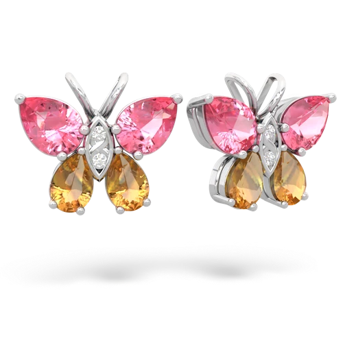 pink sapphire-citrine butterfly earrings