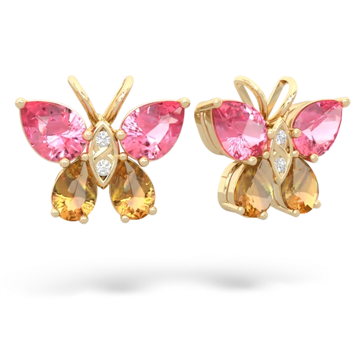 pink sapphire-citrine butterfly earrings