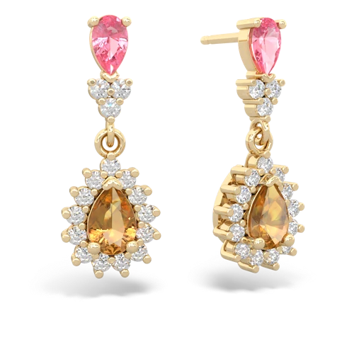 pink sapphire-citrine dangle earrings