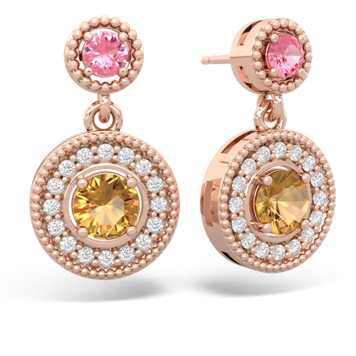 pink sapphire-citrine halo earrings