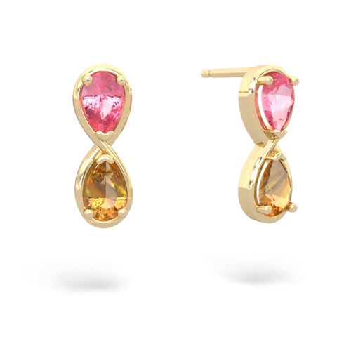 pink sapphire-citrine infinity earrings