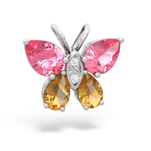 pink sapphire-citrine butterfly pendant