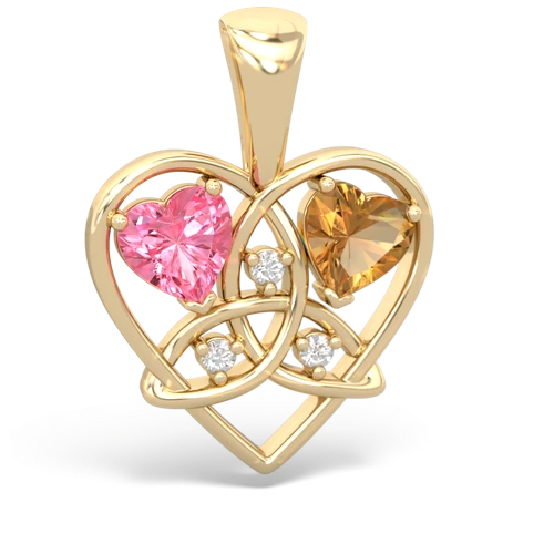 pink sapphire-citrine celtic heart pendant