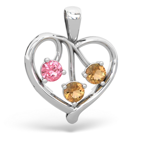 Lab Pink Sapphire Lab Created Pink Sapphire with Genuine Citrine and Genuine White Topaz Glowing Heart pendant Pendant