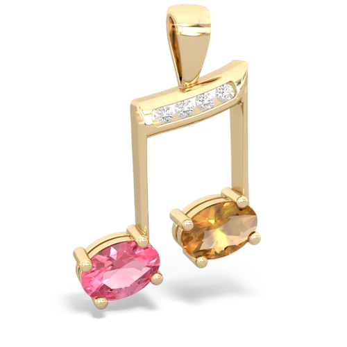 pink sapphire-citrine music notes pendant