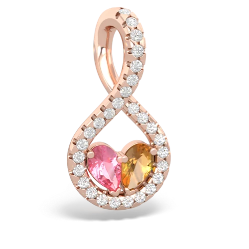 pink sapphire-citrine pave twist pendant