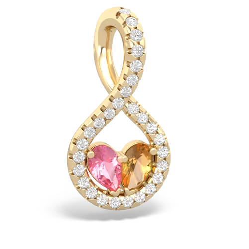 pink sapphire-citrine pave twist pendant