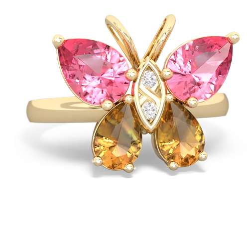 pink sapphire-citrine butterfly ring