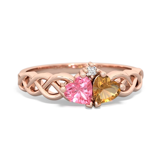 pink sapphire-citrine celtic braid ring