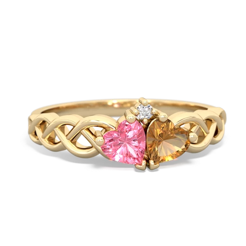 pink sapphire-citrine celtic braid ring