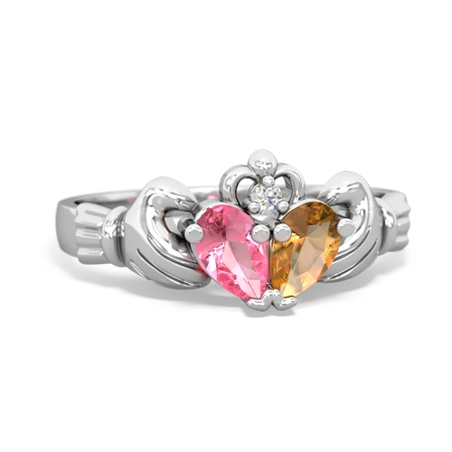 pink sapphire-citrine claddagh ring