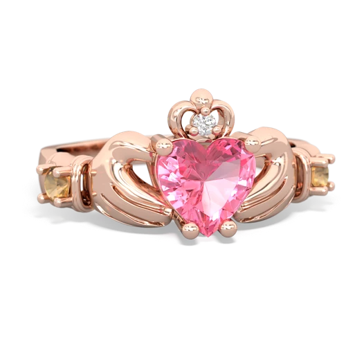 pink sapphire-citrine claddagh ring