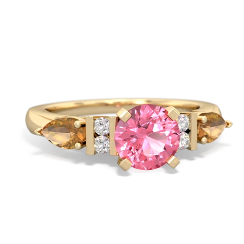 Lab Pink Sapphire Lab Created Pink Sapphire with Genuine Citrine and Genuine White Topaz Engagement ring Ring