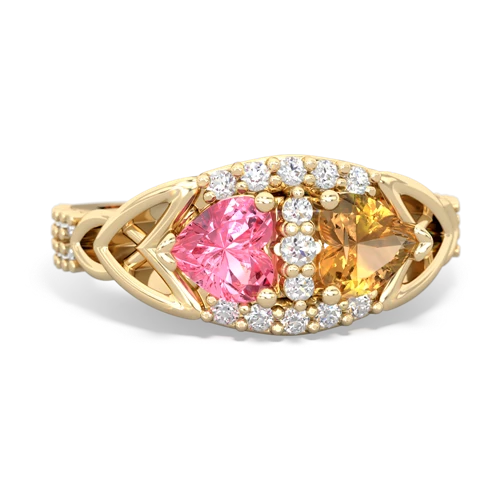 pink sapphire-citrine keepsake engagement ring
