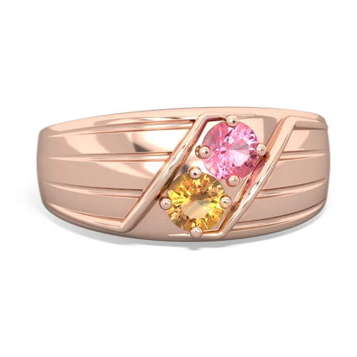 pink sapphire-citrine mens ring