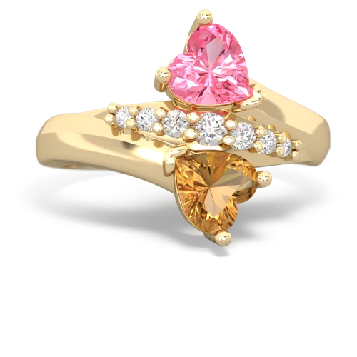 pink sapphire-citrine modern ring