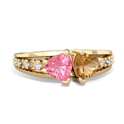 pink sapphire-citrine modern ring