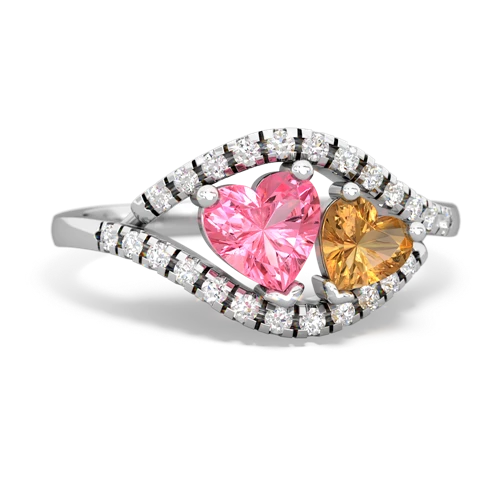 pink sapphire-citrine mother child ring