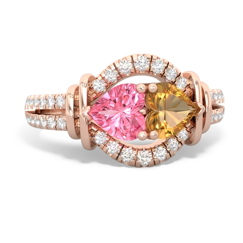 pink sapphire-citrine pave keepsake ring