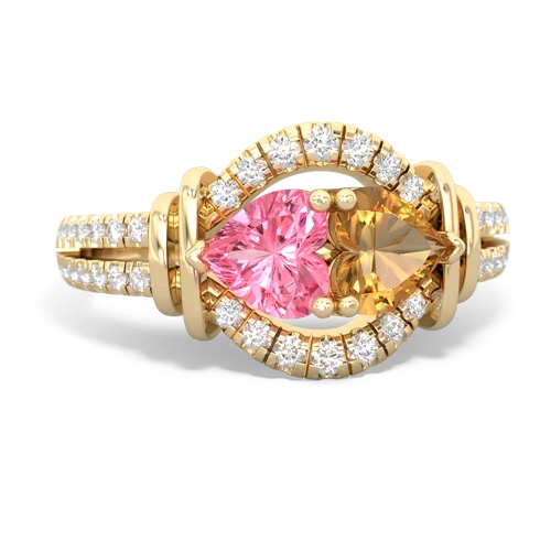 pink sapphire-citrine pave keepsake ring